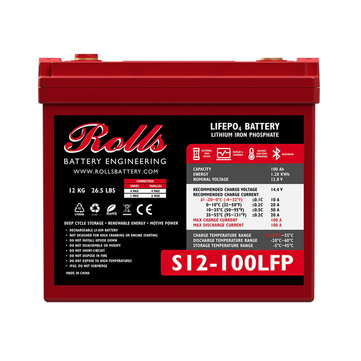 12V 100AH LIFEPO BATTERY - WITH INTEGRATED SCREEN