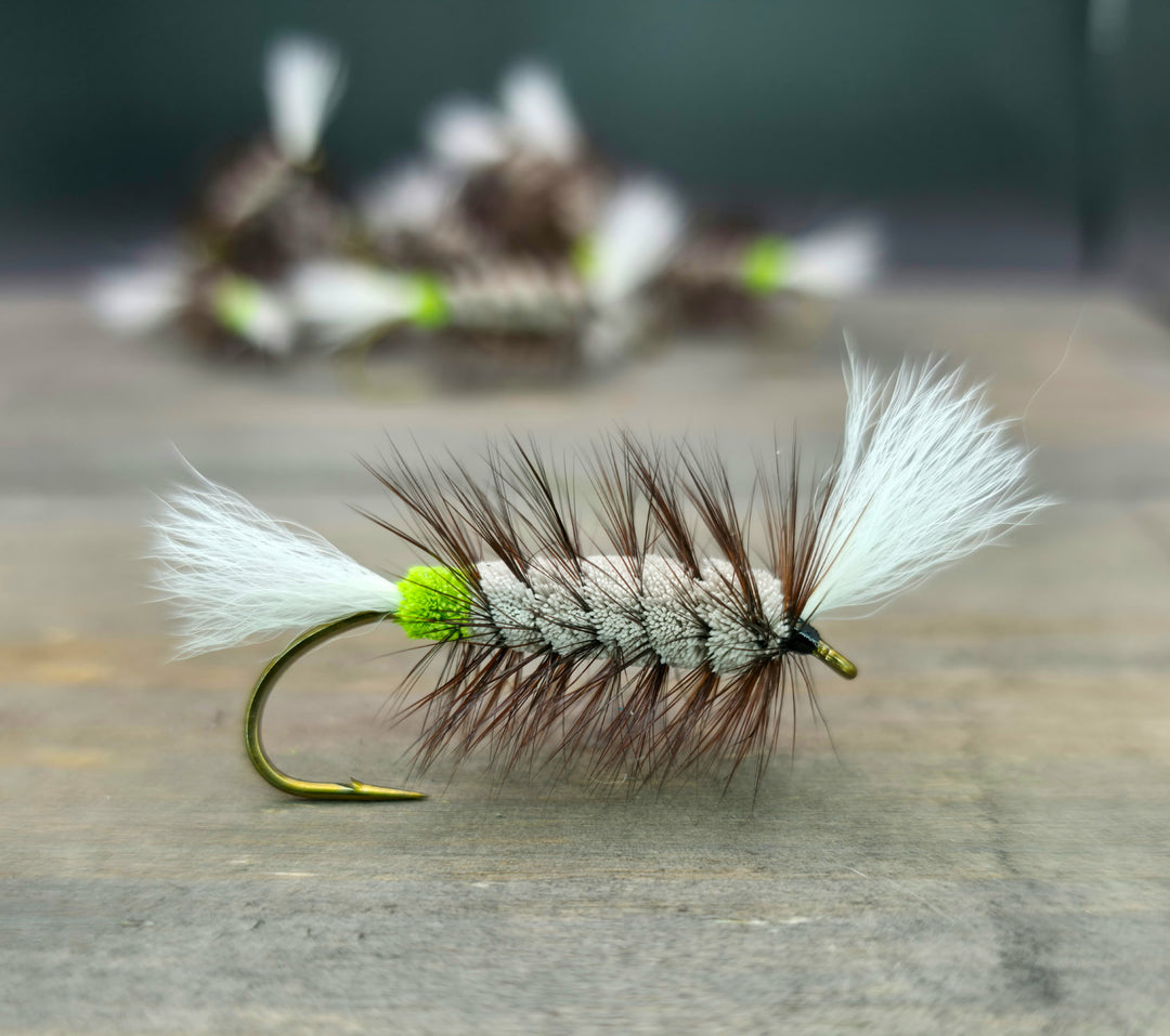Natural w/Chartreuse butt - Brown Hackle